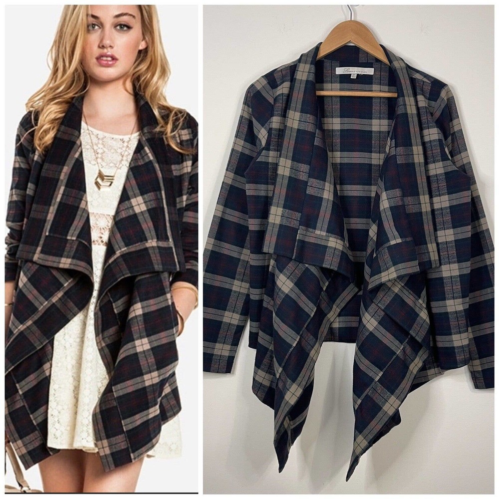 Lovers + Friends Days Like These Plaid Flannel Jacket Size M Drape